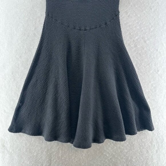 Coveted Bella B Dress Size S Ruffle Off The Shoulder Skater Mini Textured Black - Picture 6 of 13